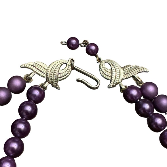 Vintage Purple Moonglow Graduated Double Strand Beaded Necklace - Picture 6 of 9